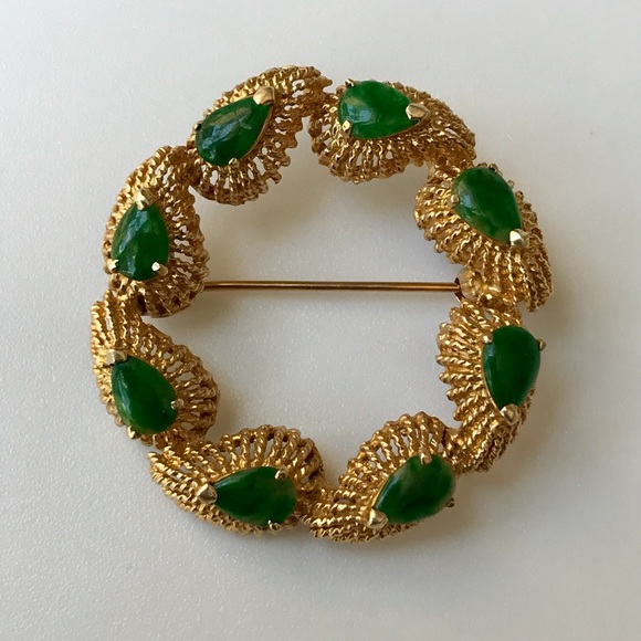 VINTAGE LA TRIOMPHE DESIGNER 14K GOLD PIN BROOCH